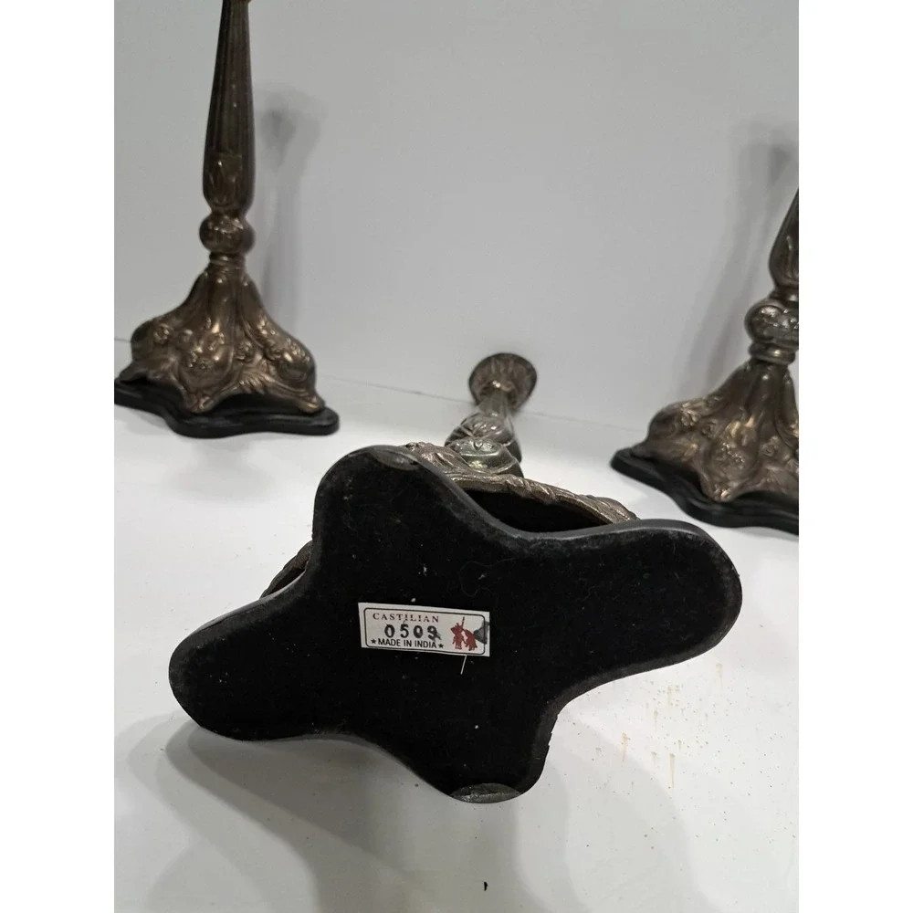 Castilian Imports 0509 Vintage Candle Holders Candlesticks‎ Heavy Silver Ornate